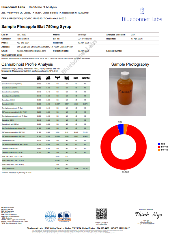 Habit 750MG Delta 9 Syrup Water Soluble