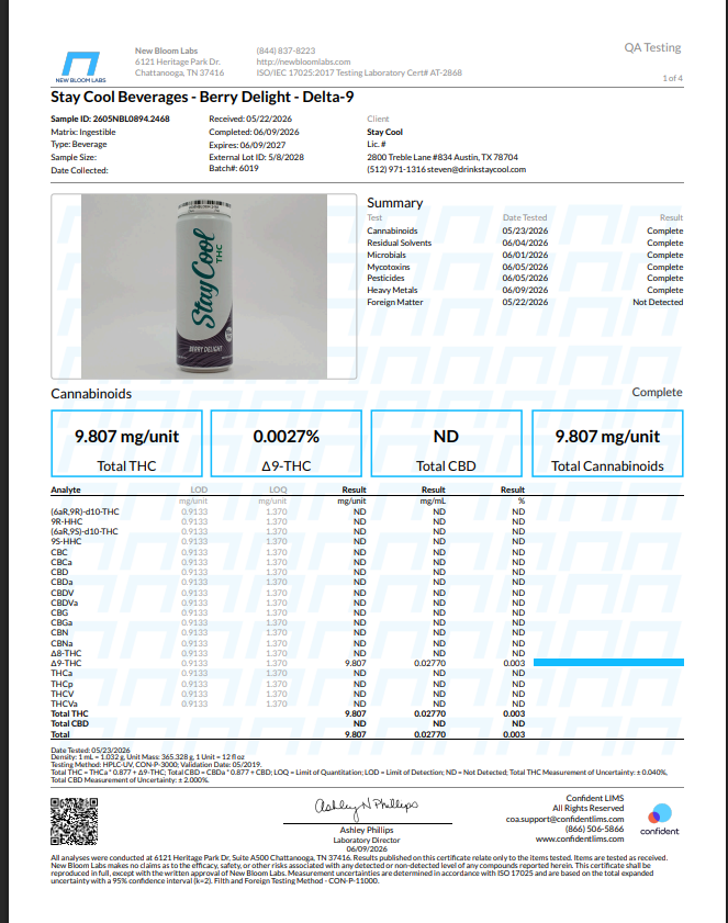 Stay Cool 10mg THC Drinks