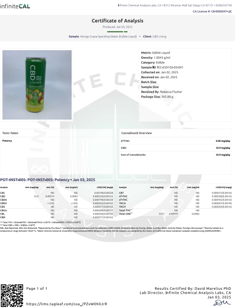 CBD Living  Sparkling Water 25mg