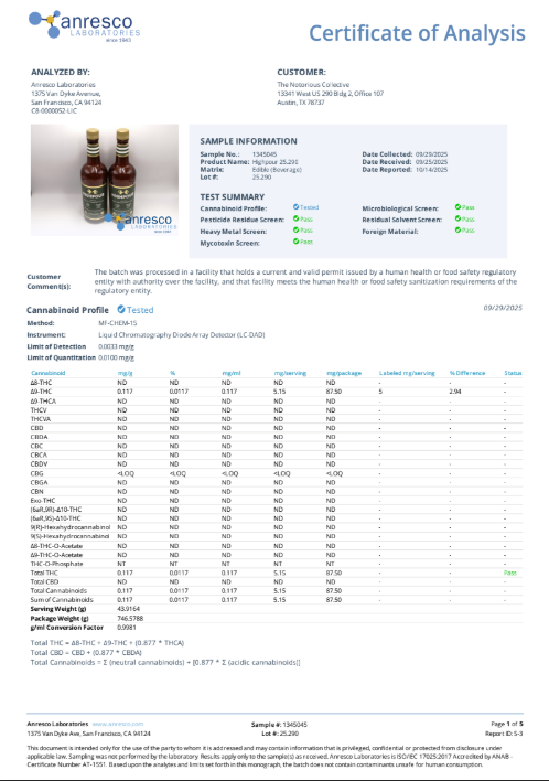 HighPour THC Beverage - 5mg THC/Serving
