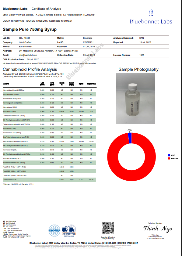 Habit 750MG Delta 9 Syrup Water Soluble