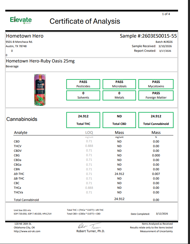 HomeTown Hero 25mg D9 Drink