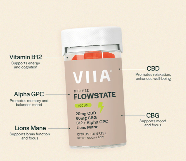Viia Flow State THC FREE 60MG CBG + 20mg CBD Gummies 20CT