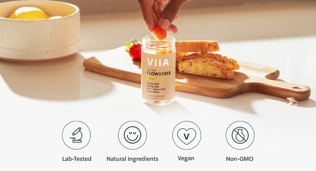 Viia Flow State THC FREE 60MG CBG + 20mg CBD Gummies 20CT